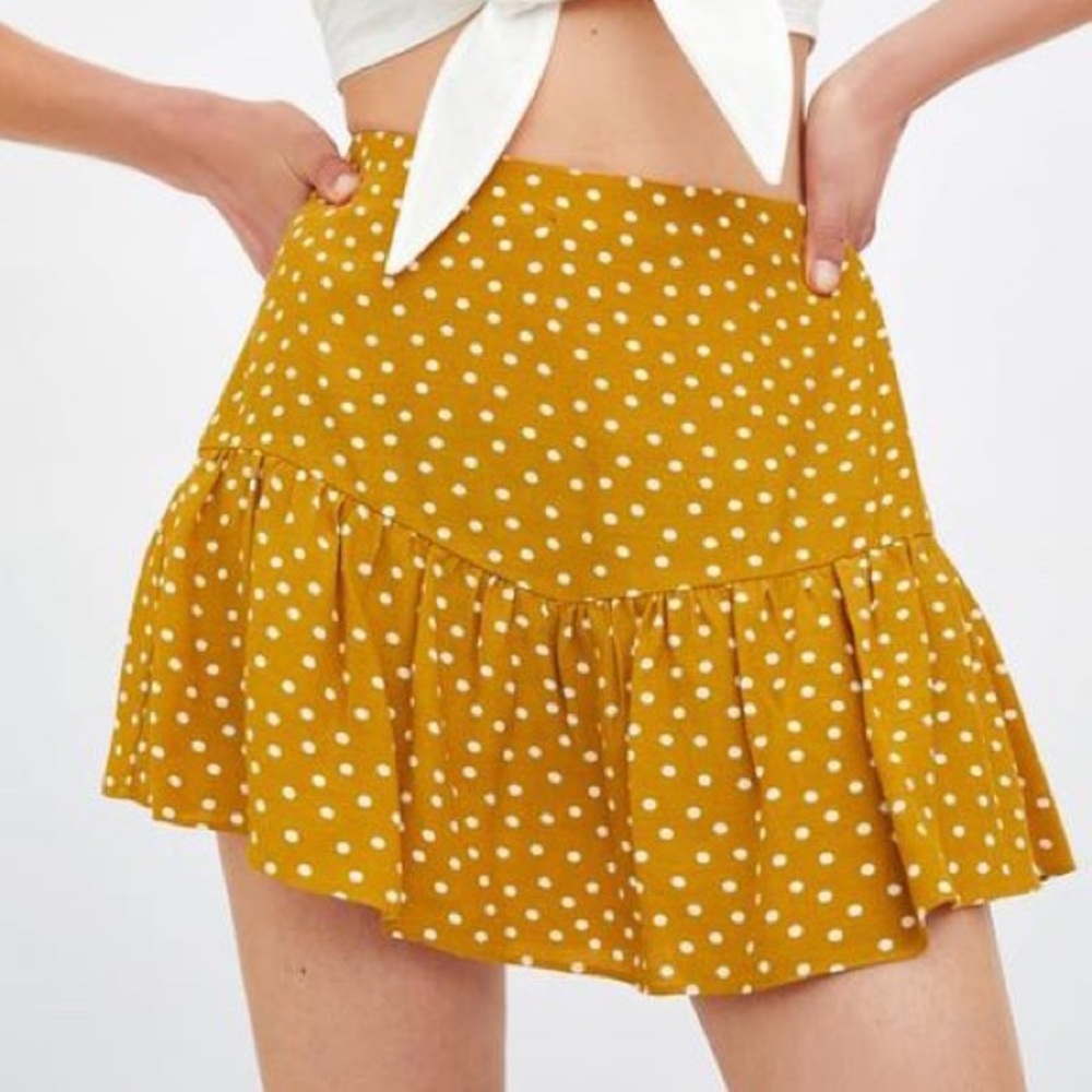 Zara dot skort mustard